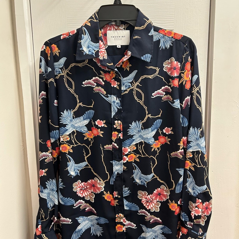 The Shirt by Rochelle Behrens Dark Blue Floral Blouse